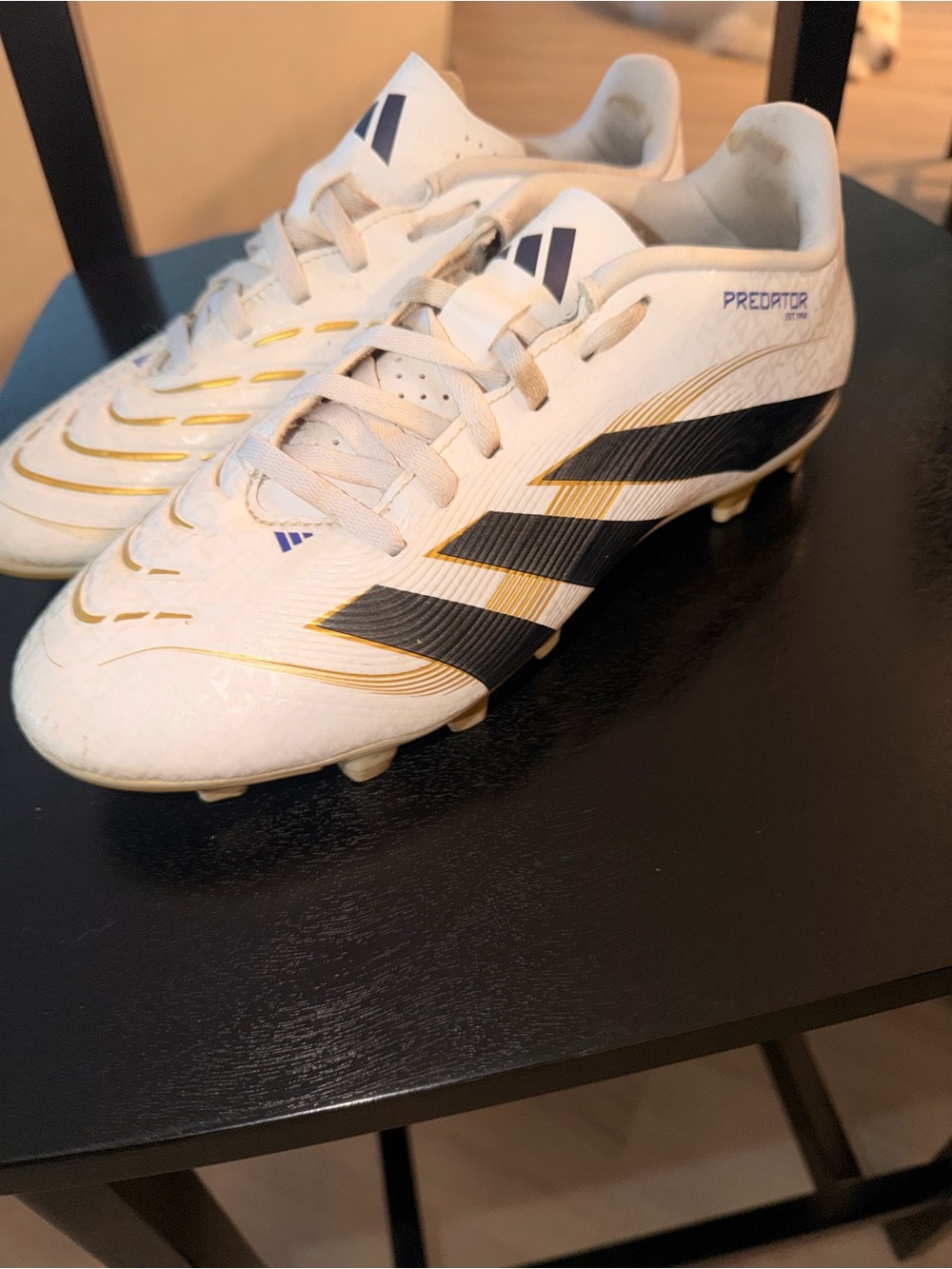 adidas White Black Gold Predator Soccer Cleats